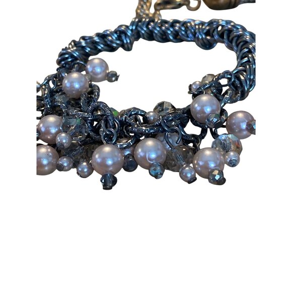 Set Of 4 Metal & Crystal Fashion Bracelets With Pearl Detailing & Snake Design - Picture 8 of 13